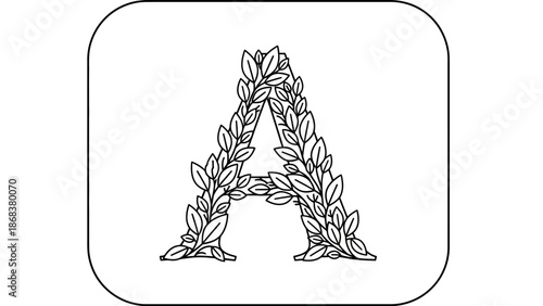 Elegant Letter 'A' Design Crafted with a Beautiful Leaf and Floral Pattern
