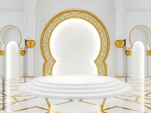 Wallpaper Mural Opulent white and gold mosque interior with intricate design Torontodigital.ca