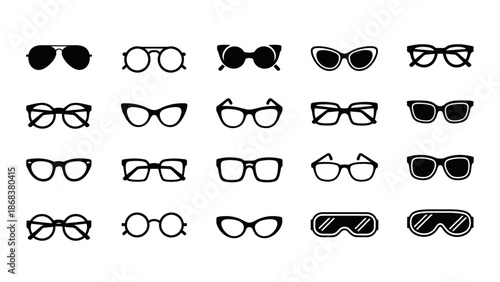 Collection of Various Sunglasses Styles and Designs in Silhouette Format for Fashion and Accessory