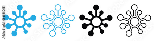 hub and spoke icon. network connection and central database vector icon set design for logo, website, app, UI, banner isolated on transparent background.