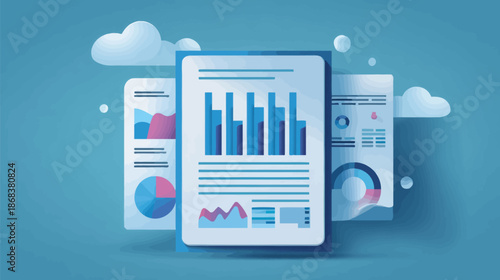 Financial Chart Illustration Showing Data Visualization and Growth