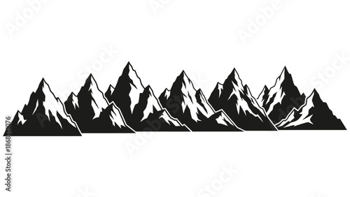 Minimalist Black and White Mountain Range Illustration for Nature and Landscape Designs
