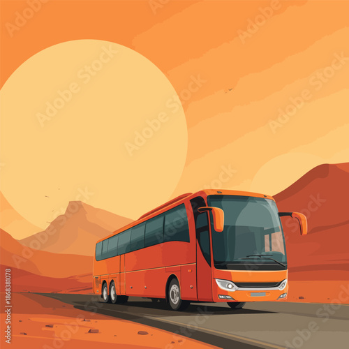Financial Freedom Coach Bus Illustration for Long Distance Travel
