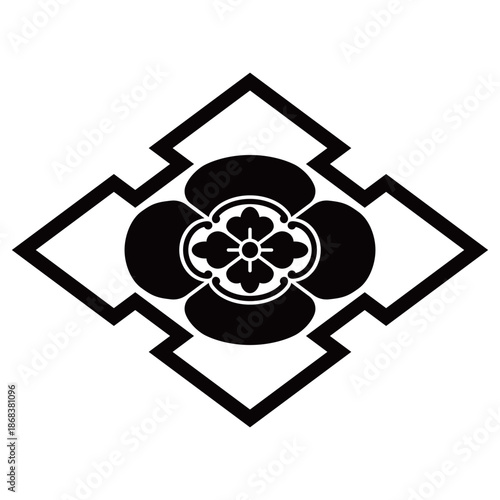 家紋です。折り入り菱に木瓜といいます。