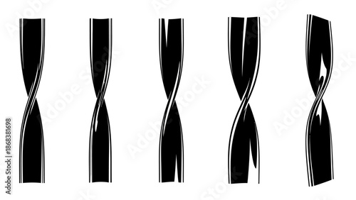 Abstract black and white striped pattern with wavy distortion and varying thickness