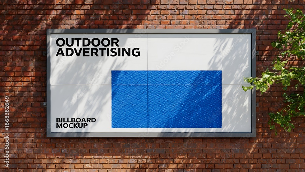 Obraz premium Outdoor advertising billboard mockup on a red brick building wall