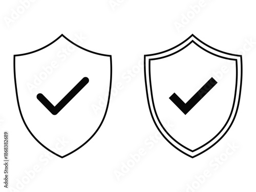 Free Download Two shield icons with checkmarks inside a bold black silhouette - GFXLoad