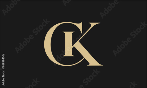 Plakat CK Letter Logo Vector Illustration , Initial CK Monogram Logo Design Vector