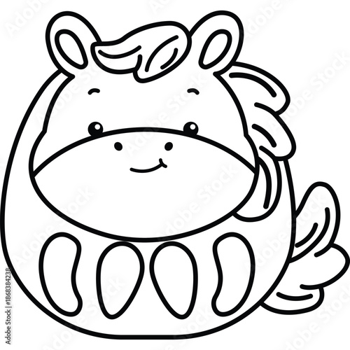 a vector of a cute horse representing the year of the horse in black and white coloring
