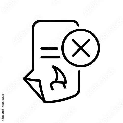 Request denied line icon, black outline rejected request and error symbol