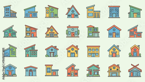 house icons set vector