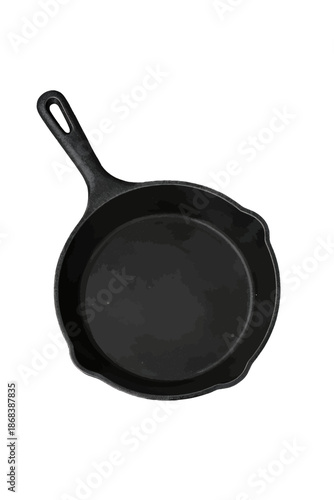 Black Cast Iron Skillet Isolated