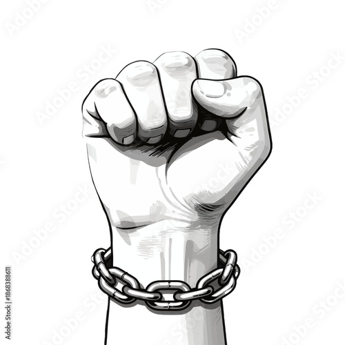 Clenched Fist in Chain Isolated