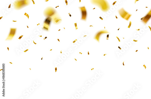 Vector falling gold shiny celebration confetti isolated on white background	
