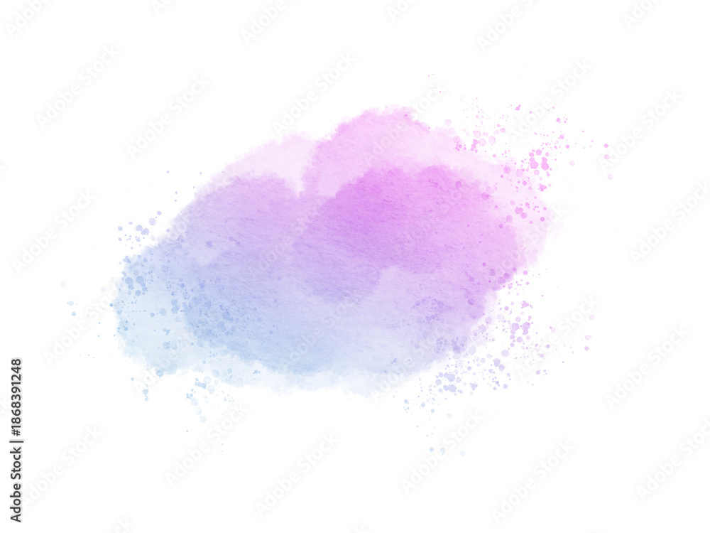 Obraz premium Blush blue purple watercolor stains Paint stroke hand drawn for illustration design, invitation and birthday .Abstract watercolor background.