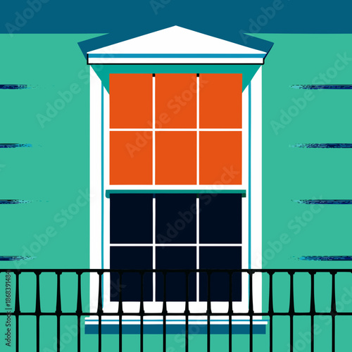 Bright orange window shutters