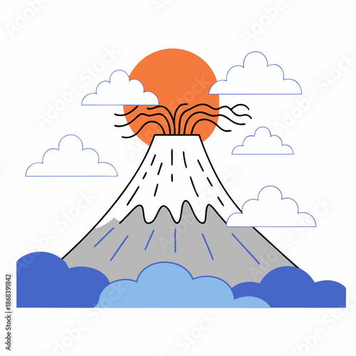 Sunrise over volcanic mountain