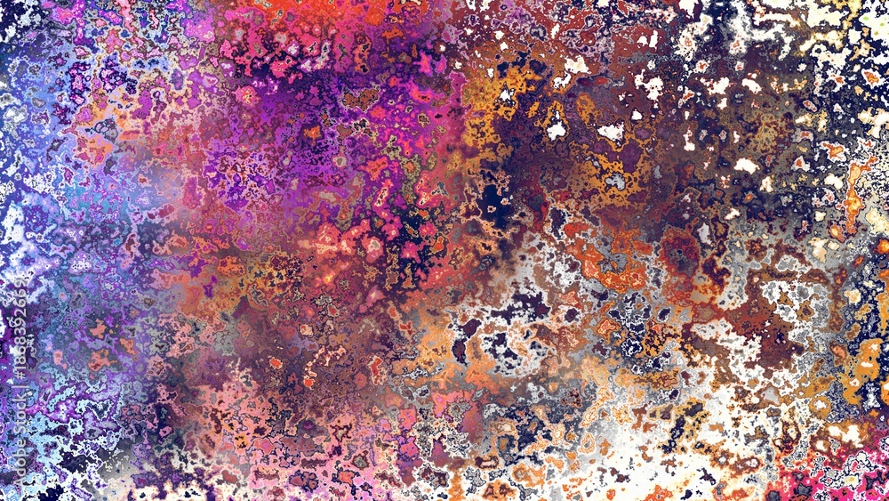 Fototapeta premium Abstract rust-like organic texture with vibrant marbled colors, corroded metal surface effect and expressive chaotic pattern