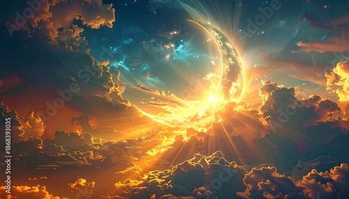 Vibrant Sunset Sky with Dramatic Clouds.