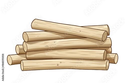Stacked wooden logs illustration