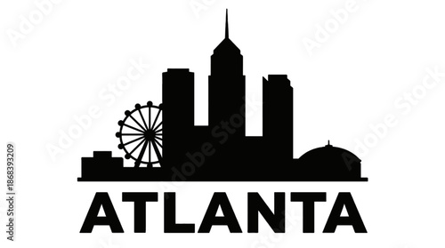 Stylish city skyline with ferris wheel and domed building