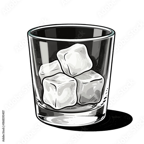 Stylish glass of ice cubes.