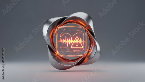 Silver Ring with Heartbeat Graph Inside.