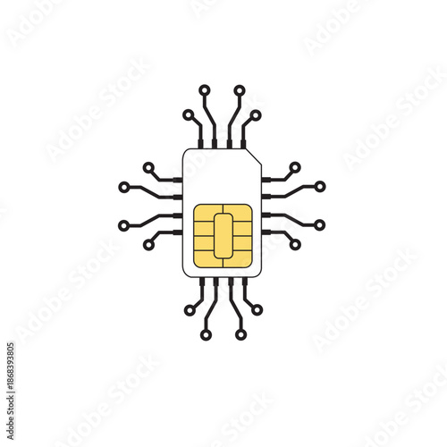 Sim Card. Mobile telecommunications technology symbol. Vector stock illustration.