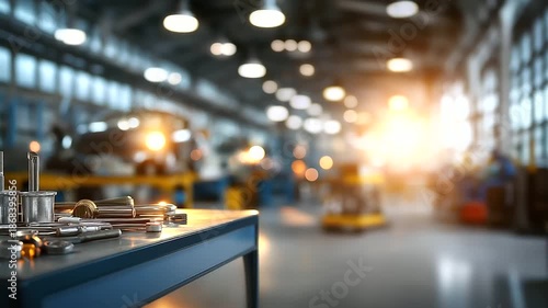 Wallpaper Mural Vague automotive workshop interior with soft focus on repair scenes defocused maintenance background service environment visualization garage atmosphere display mechanical work Torontodigital.ca