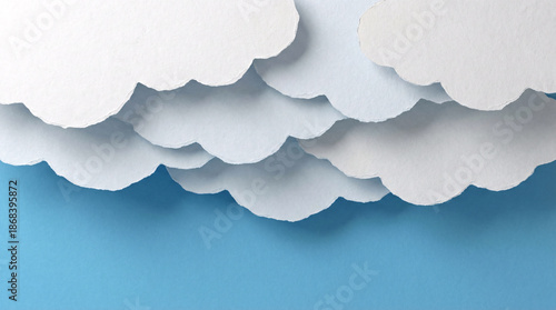 Clouds Float Gently Above a Tranquil Blue Background in a Minimalist Composition, Minimalist Background