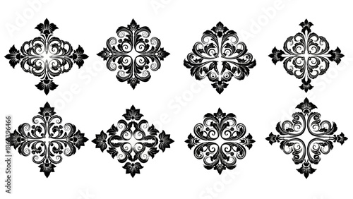 Elegant vector floral designs in black and white for decorative usage