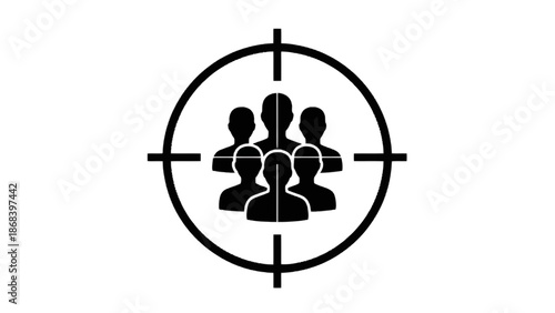 Targeted group icon with people silhouette isolated on transparent background, Vector