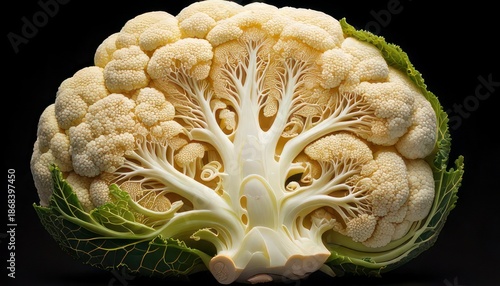 Cross-Section of Cauliflower - A Detailed Look at its Intricate Structure.