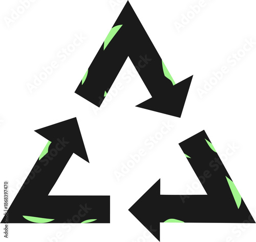 Circular Recycling Arrows Triangle with green paint Vector Symbol for Sustainability, Process Flow, and Infographic Design