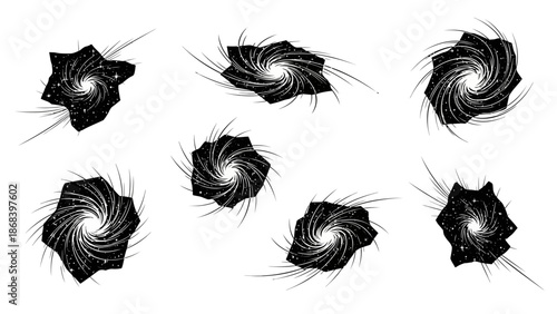 Abstract spirals in black and white on a white background vector illustration