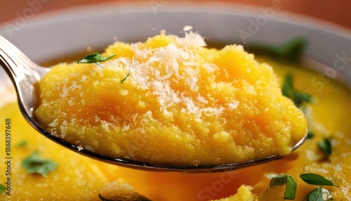Creamy Polenta Delight - A Spoonful of Comfort and Flavor.