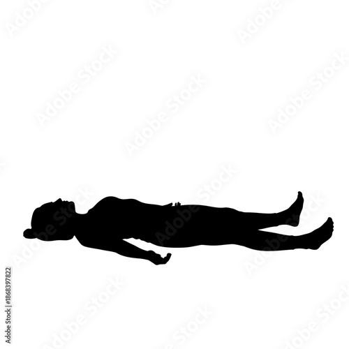 Silhouette of a person lying down in relaxation pose.