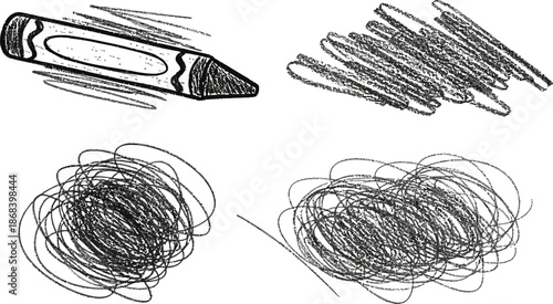 Set of colorful crayon brush strokes. Hand-drawn chalk underline and highlight elements for emphasis. Rough kid's scribble texture for design accent.