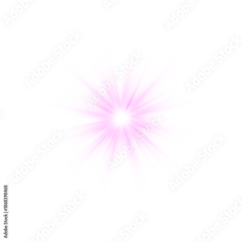 Pink sunlight lens flare, sun flash with rays and spotlight, vector