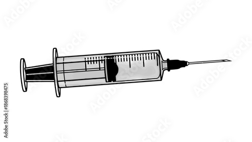 Medical syringe illustration isolated on transparent background, Vector