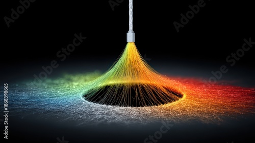 Abstract Rainbow Light Fibers Emanating from a Dark Vortex.