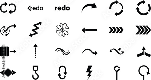 Minimalist action arrows icon set