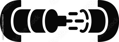 Black icon of two curved segments with a central plug and socket connection electrical