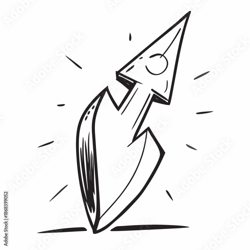 Arrow piercing through shield