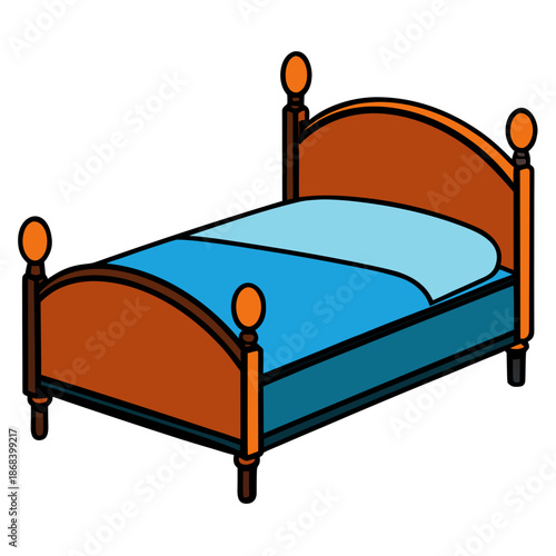 Cozy single bed with blue bedding