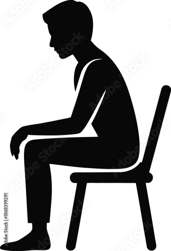 Silhouette of a Person Sitting on a Chair with a Downcast Gaze vector illustration