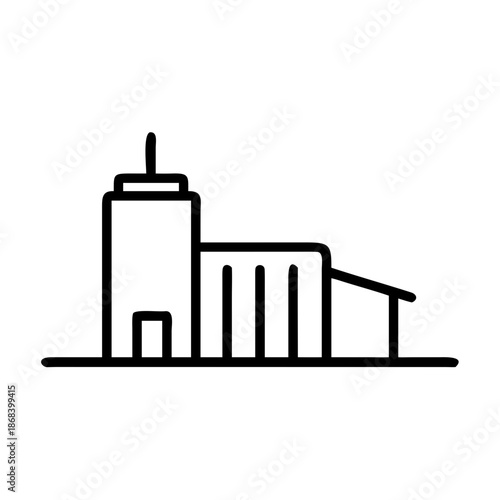 Modern skyscraper with antenna