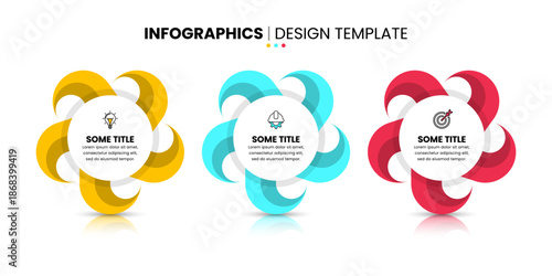 Infographic template. 3 abstract circles in the shape of a star