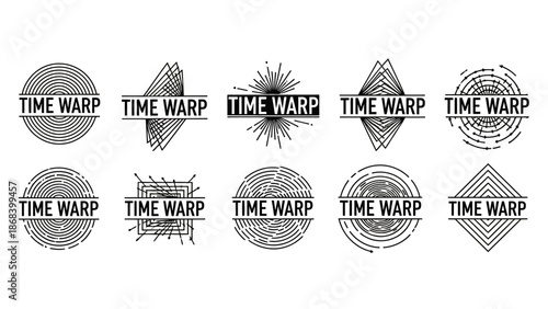 Abstract time warp graphic designs in black and white for creative concepts
