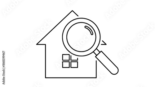 Real estate inspection with magnifying glass isolated on transparent background, Vector